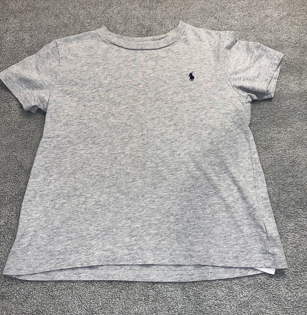 Polo RalphLauren Boys Size 7 Grey Crewneck T-ShirtEmbroidered Pony Kids 130